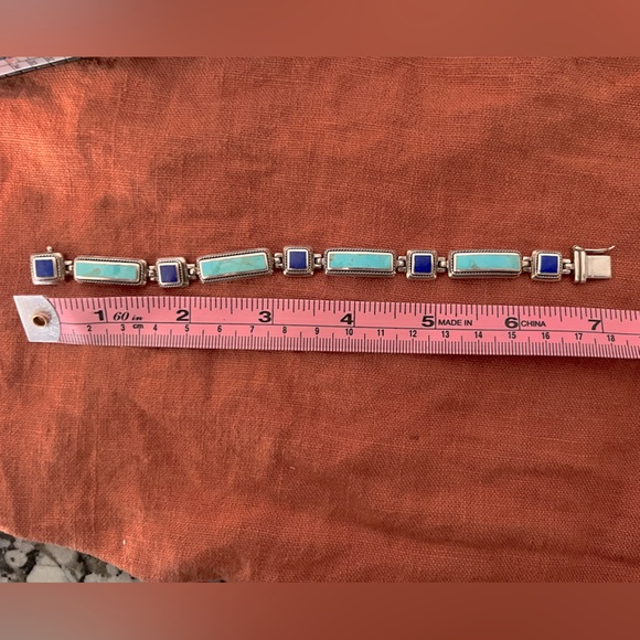 Sterling silver bracelet with turquoise & lapis lazuli stones - Picture 3 of 5